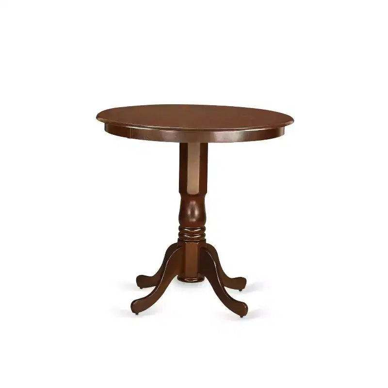 HomeStock 5-teiliges Esszimmer-Set: runder Tisch mit Tischplatte aus Massivholz in Mahagoni-Ausführung und 4 Stühle