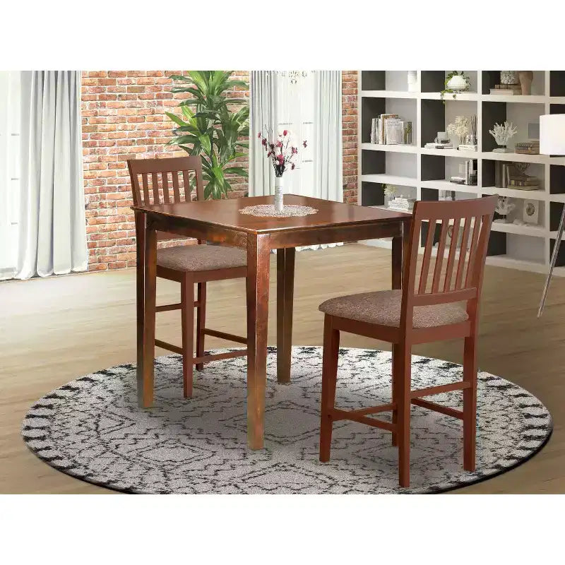 Set da tavolo ad altezza bancone da 3 pezzi - Tavolo da pranzo quadrato moderno e sgabelli per cucina