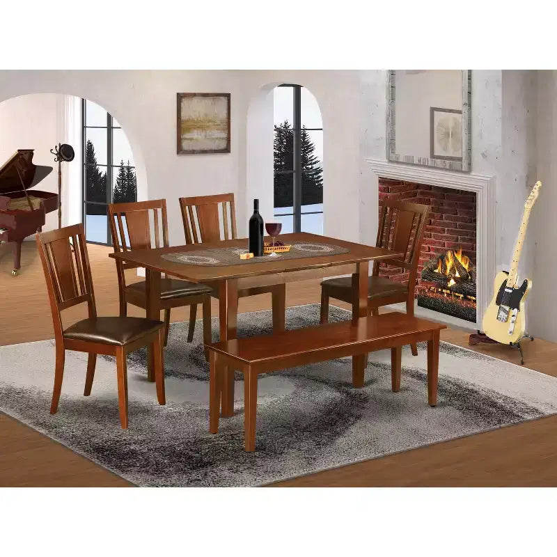Esszimmer-Set, 6-teilig - Rechteckiger Esstisch mit Stühlen - Modernes Küchentisch-Set für 4 Personen - Elegante Wohnmöbel