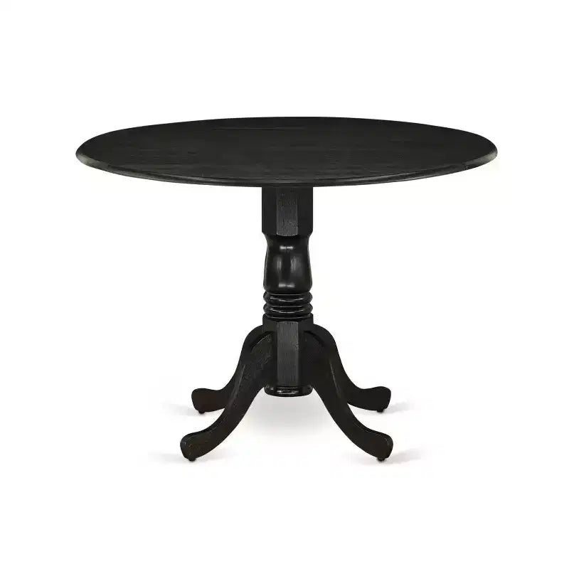 HomeStock 5-Piece Round Wirebrushed Black Finish Solid Wood Top Dining table with 4 Chairs