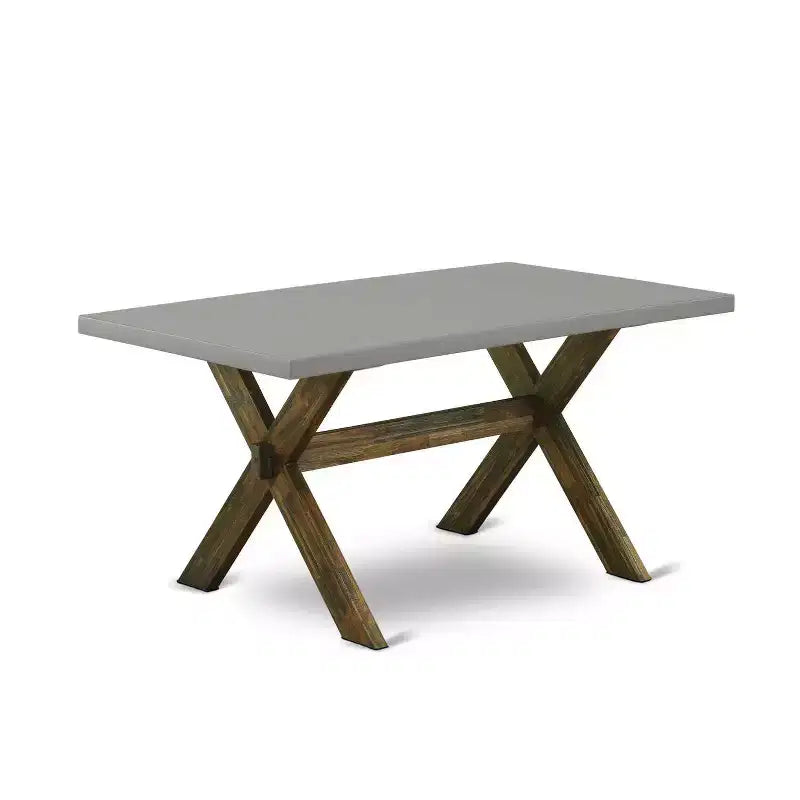 HomeStock 5-teiliges Esszimmertisch-Set mit massiver Holzplatte in verwittertem Jacobean-Finish und 4 Parson-Stühlen