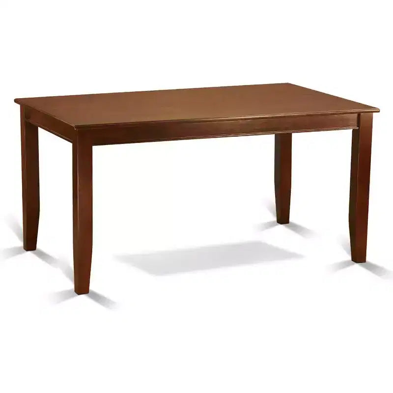 HomeStock 7-delige rechthoekige eettafel met mahoniehouten afwerking, massief houten blad en 6 Parson-stoelen
