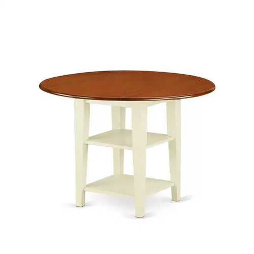 3 Piece Dinette Set - Round Table & 2 Chairs - Antique Style Dining Room Furniture