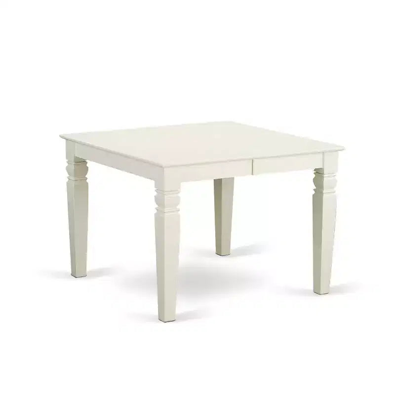 Rectangular Dinette Table Set 7Pc - 42/60 Table w/ Leaf & 6 Parsons Chairs - Linen White Legs