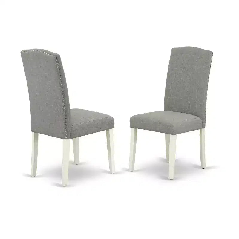 5-teiliger Esszimmertisch mit Massivholzplatte in Used-Jacobean-Finish und 4 Parson-Stühlen mit