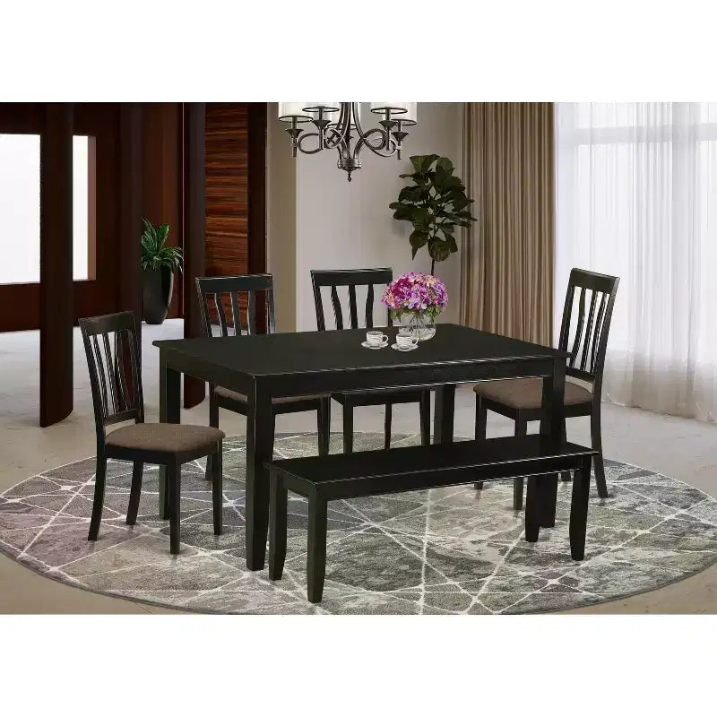 Set da pranzo contemporaneo - Tavolo e 4 sedie con panca - Set da sala da pranzo elegante