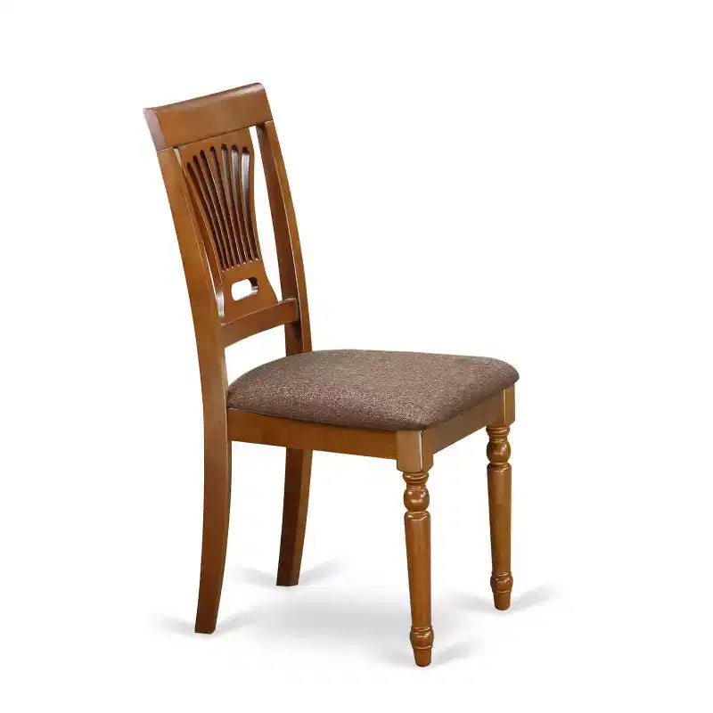 Set da pranzo da 5 pezzi con piano in legno massello, finitura marrone sella, tavolo ovale e 4 sedie