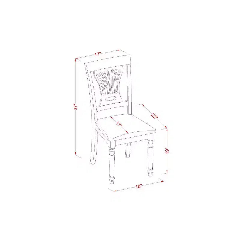Set da pranzo da 5 pezzi con piano in legno massello, finitura marrone sella, tavolo ovale e 4 sedie