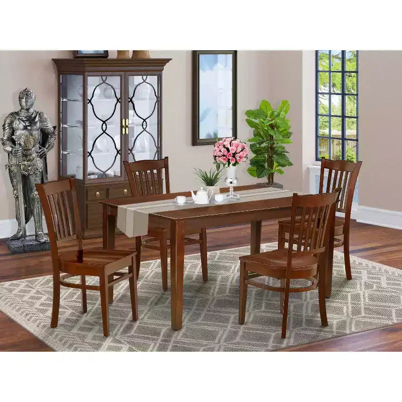 Set da pranzo con tavolo rettangolare da 5 pezzi in legno e sedie - Set da cucina moderno