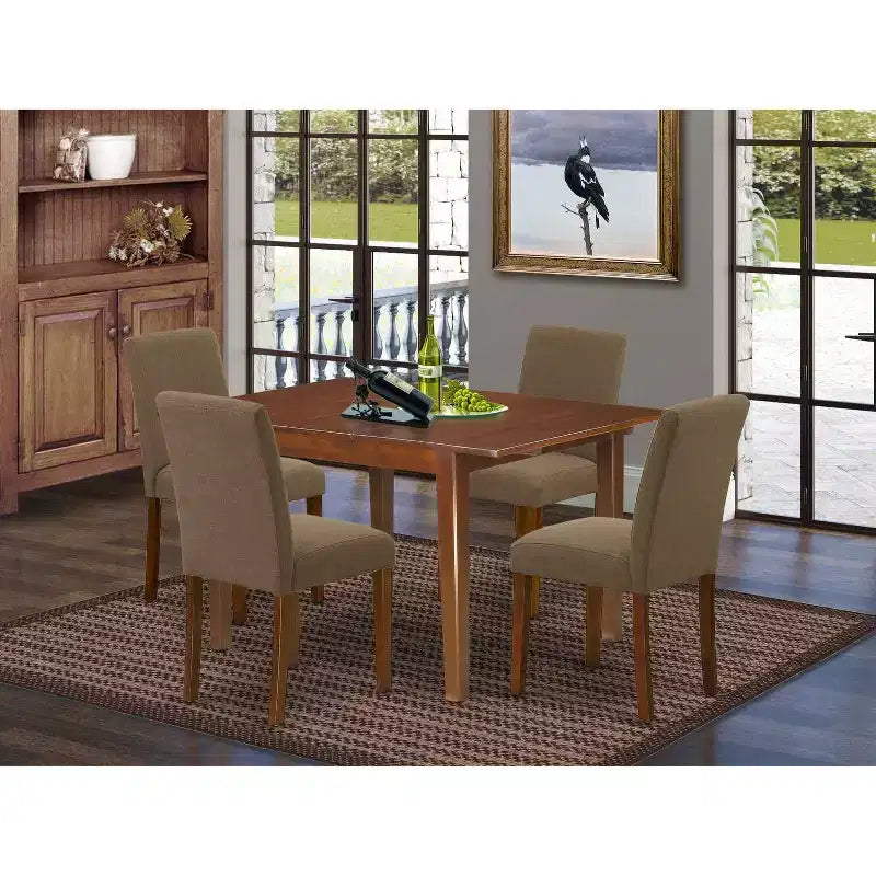 Modernes Esszimmerset – 5-teilig mit rechteckigem Tisch und 4 Stühlen – Tisch 42/53.5 mit Einlegeplatte – stilvolles Esszimmer