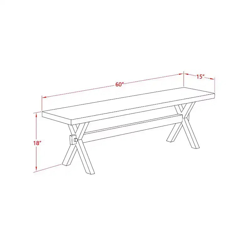 HomeStock 3-teiliges rechteckiges Esszimmertisch-Set aus Massivholz mit Antik-Jacobean-Oberfläche und 2 Bänken