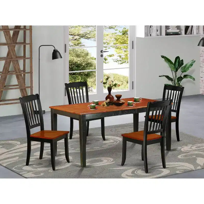 Pravokutni blagovaonski set stola dimenzija 54x66 inča s produžetkom i 4 stolice - moderan stil seoske kuće