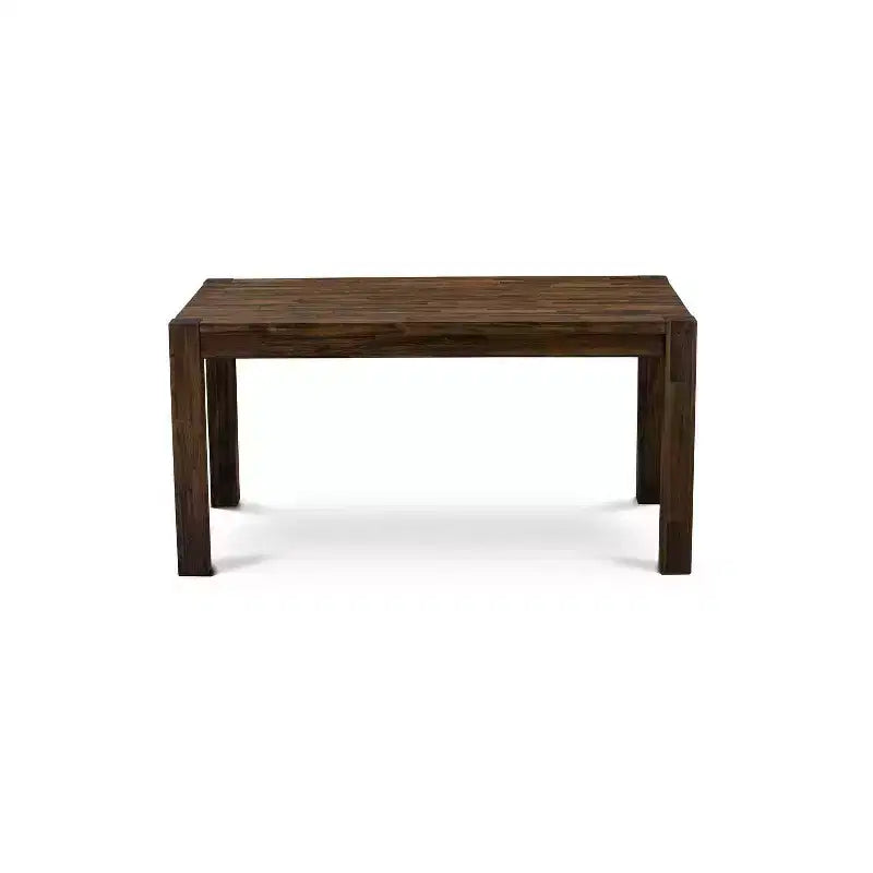 HomeStock 7-teiliges rechteckiges Esszimmerset mit 6 Stühlen, Used-Jacobean-Finish und Tischplatte aus Massivholz