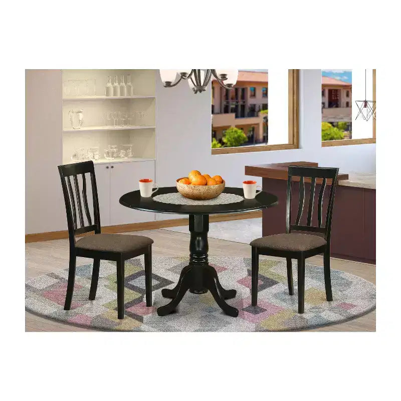 Küchen-Esszimmer-Set - Runder Tisch mit 2 Holzstühlen - Moderne Esszimmermöbel