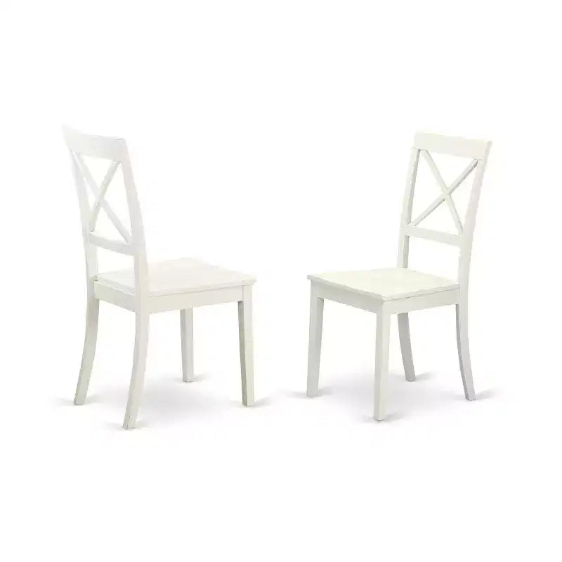 Tavolo da pranzo HomeStock da 5 pezzi, finitura bianco lino, piano in legno massello, con 4 sedie