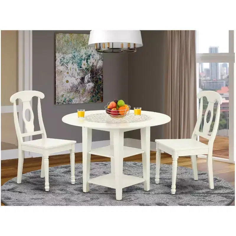 Zuidwesters ronde eetset, 3-delig, tafel met 2 stoelen - uitschuifbare tafel van 20/42 inch