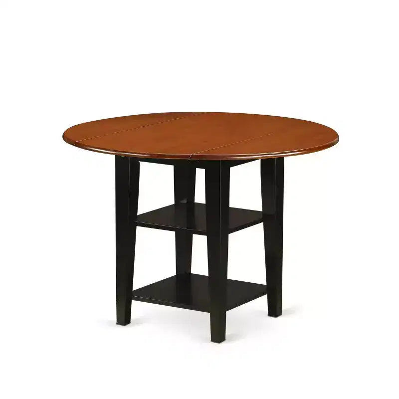 5 Piece Dinette Set - Round Table & 4 Chairs - Rustic Black Cherry Finish - Kitchen Dining Room Set