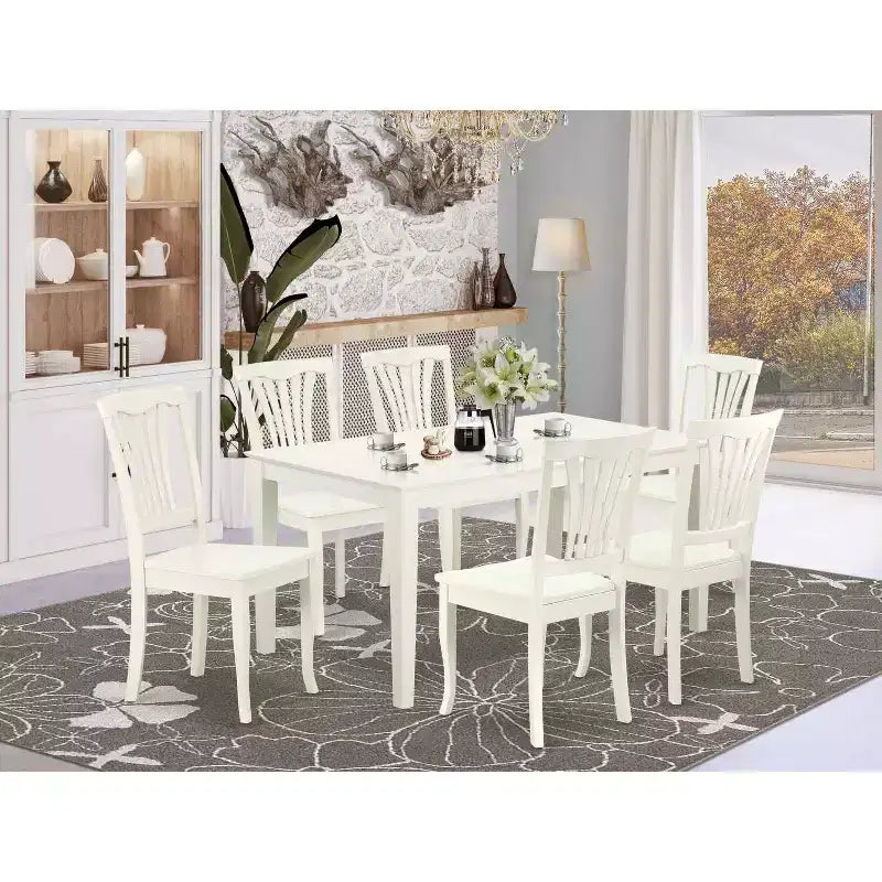 Rechteckiges Esszimmer-Set mit 7 Teilen, Tisch- und Stuhlset - 60-Zoll-Tisch, Design mit vertikalen Lamellen