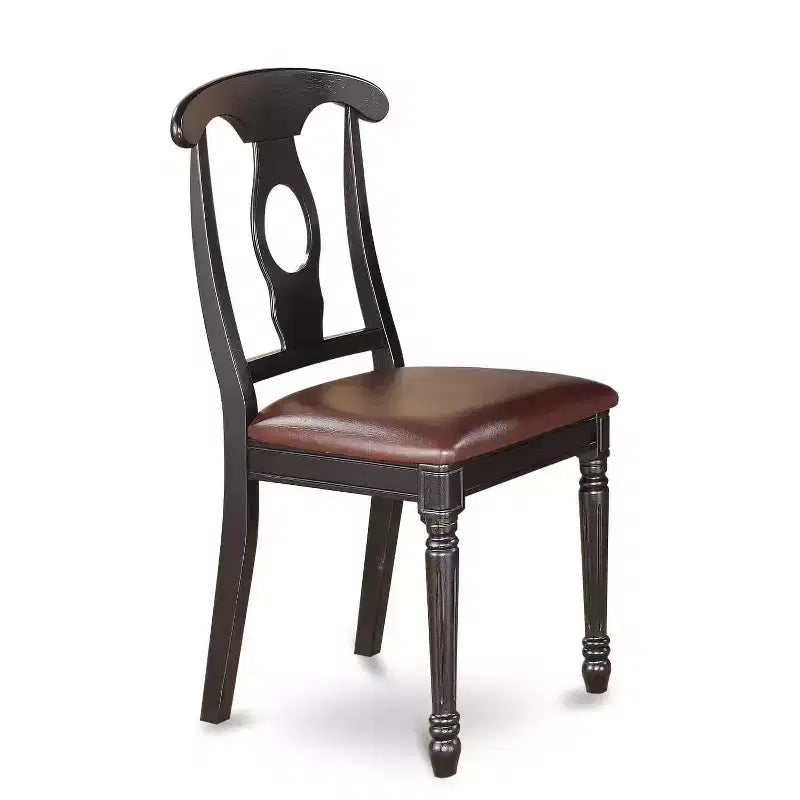 Tavolo da pranzo HomeStock da 6 pezzi, quadrato, con finitura nera e ciliegio, piano in legno massello, con 1 panca e 4 sedie