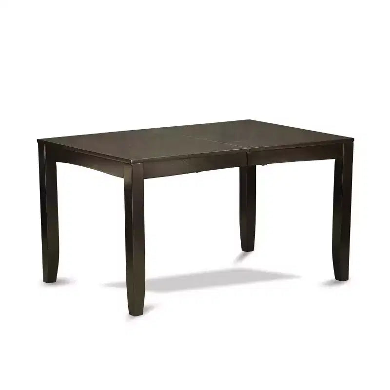 Set da pranzo contemporaneo da 6 pezzi - tavolo da 48/60, 4 sedie Parsons e panca - tessuto effetto lino, finitura cappuccino