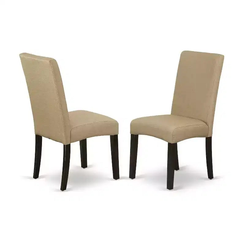 Set da pranzo contemporaneo da 6 pezzi - tavolo da 48/60, 4 sedie Parsons e panca - tessuto effetto lino, finitura cappuccino