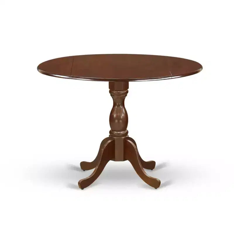 5-teiliges Esstisch-Set mit Mahagoni-Finish, Tischplatte aus Massivholz, 4 gepolsterte Stühle, mit Klappplatte
