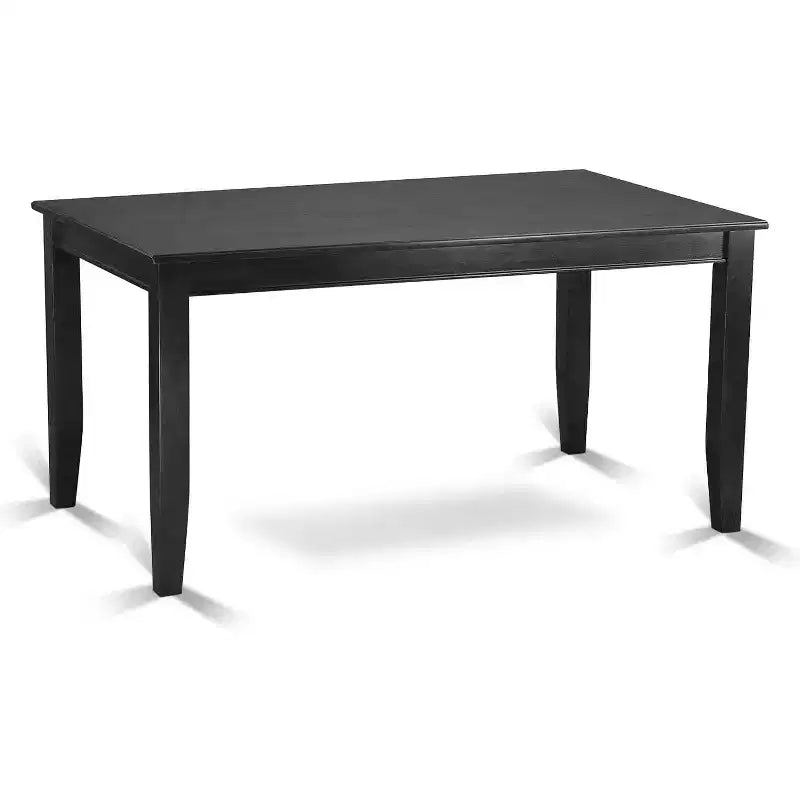 Tavolo da pranzo rettangolare HomeStock da 5 pezzi con finitura nera, piano in legno massello e 4 sedie Parsons