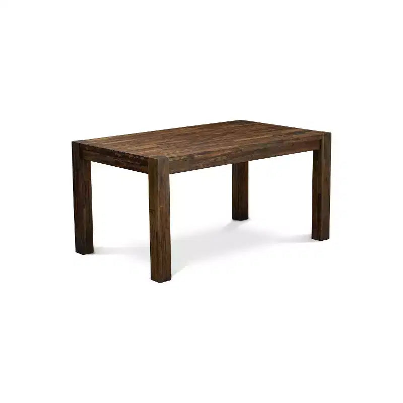 HomeStock Set da pranzo rettangolare da 7 pezzi, finitura Jacobean anticata, piano in legno massello, con 6 sedie Parson