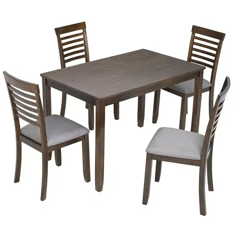Set da pranzo moderno CLIHOME in 5 pezzi, tavolo da pranzo rettangolare in legno con 4 sedie imbottite per cucina e sala da pranzo