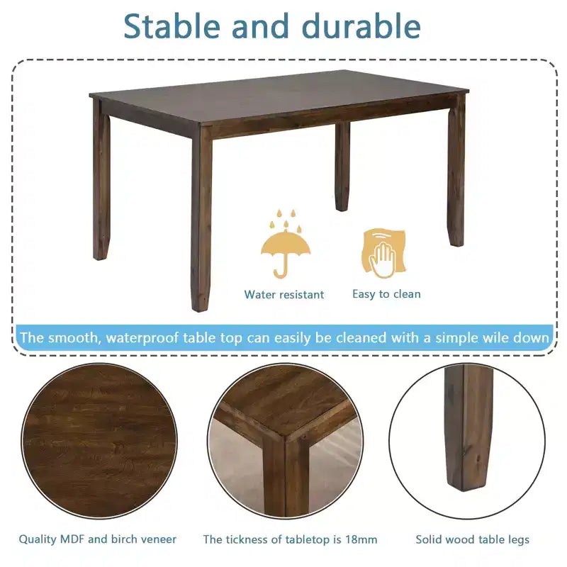 Set da pranzo moderno CLIHOME in 5 pezzi, tavolo da pranzo rettangolare in legno con 4 sedie imbottite per cucina e sala da pranzo