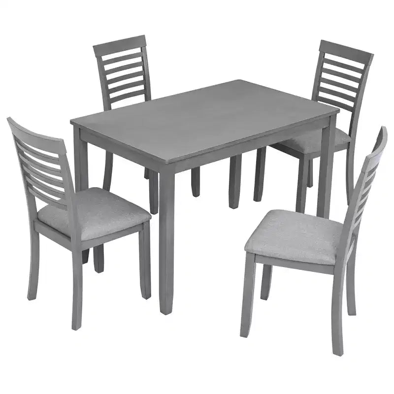 Set da pranzo moderno CLIHOME in 5 pezzi, tavolo da pranzo rettangolare in legno con 4 sedie imbottite per cucina e sala da pranzo