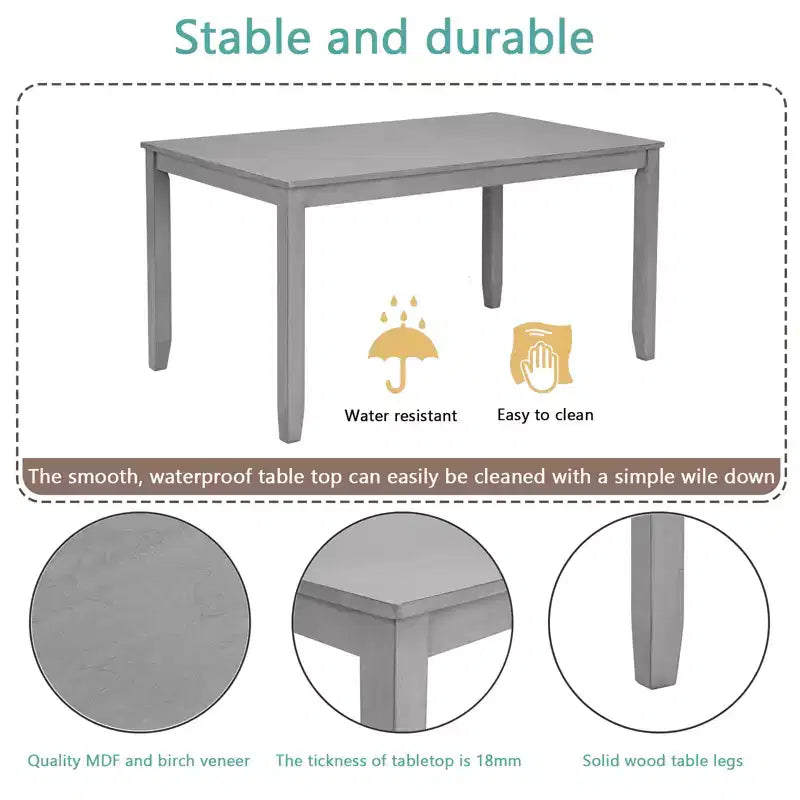 Set da pranzo moderno CLIHOME in 5 pezzi, tavolo da pranzo rettangolare in legno con 4 sedie imbottite per cucina e sala da pranzo