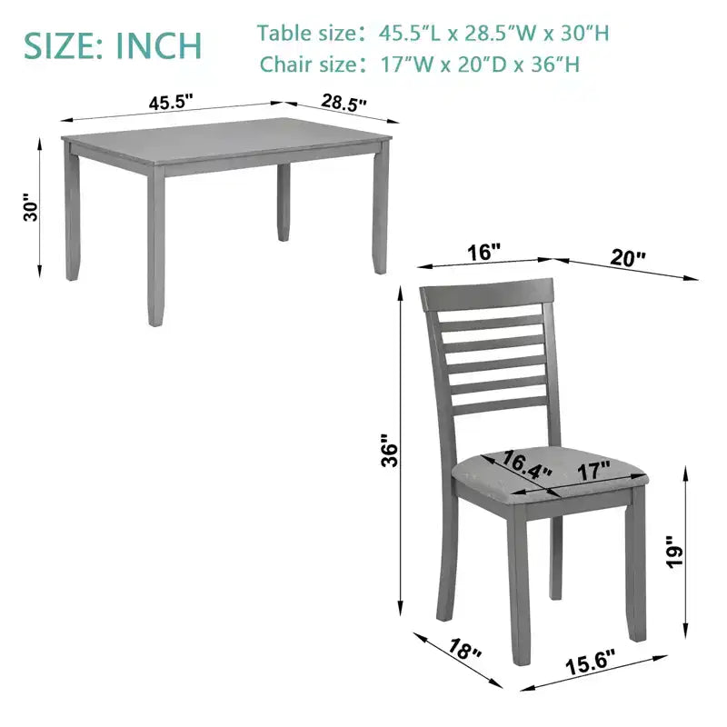 Set da pranzo moderno CLIHOME in 5 pezzi, tavolo da pranzo rettangolare in legno con 4 sedie imbottite per cucina e sala da pranzo
