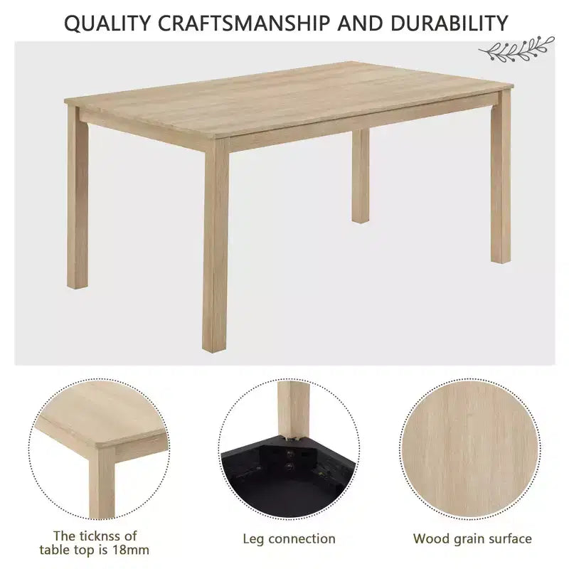 Set da pranzo moderno GDFStudio Fen da 6 pezzi con tavolo rettangolare in legno, 1 panca e 4 sedie imbottite in lino