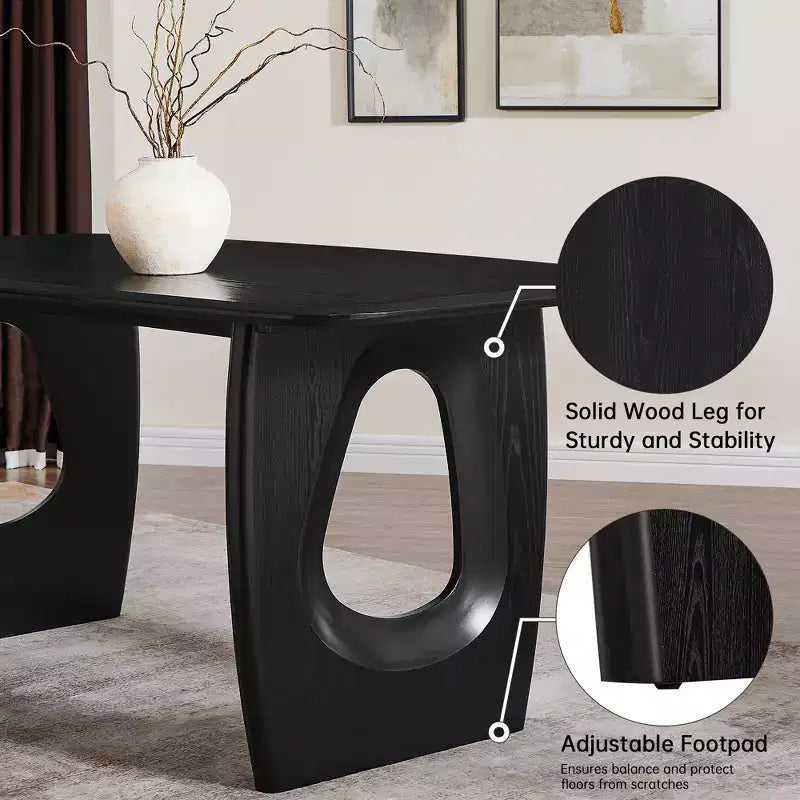 Set da pranzo moderno per 4 persone, tavolo rettangolare da 68'' con 4 sedie e base centrale, tavolo da pranzo per sala da pranzo e cucina-Morden Fort