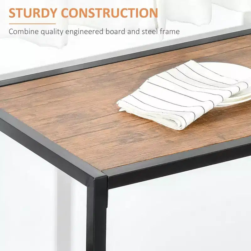 3-Piece Wooden Square Dining Table Set with 1 Table and 2 Chairs and Sturdy Metal Frame for Small Space