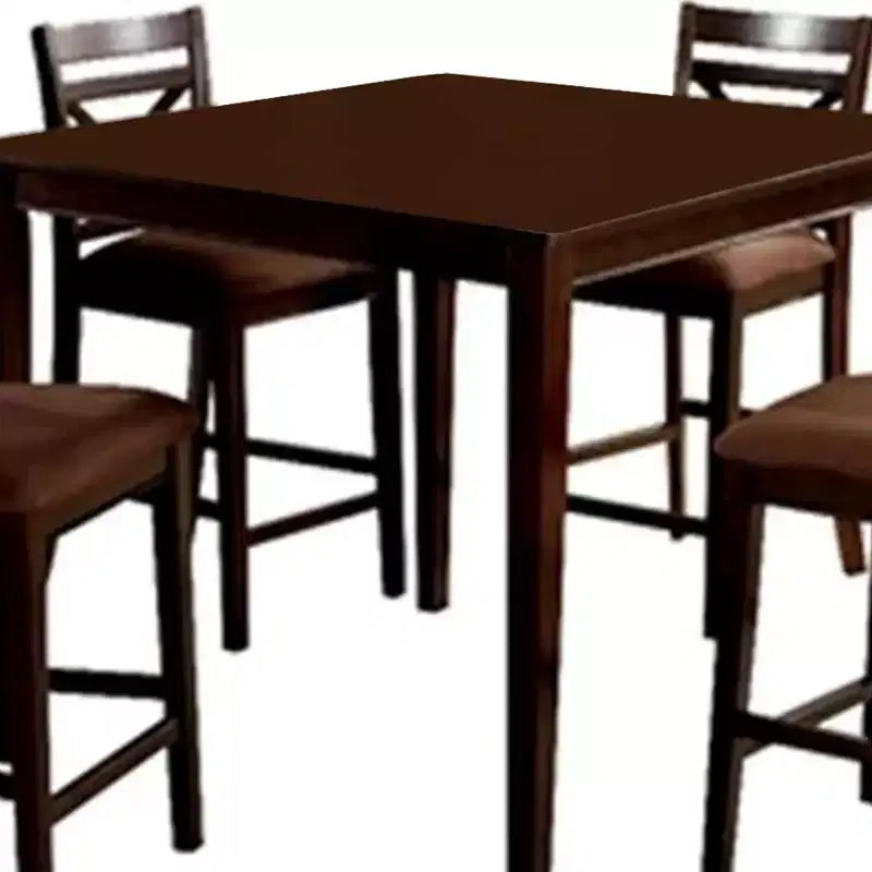 Royal Hampton 5-delige houten bartafelset met stoelen met kruisleuning, espressobruin