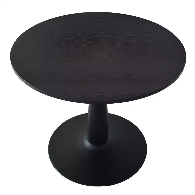 Ronde eetset met 5 delen voor 4 personen, eetkamerinrichting met 4 eetkamerstoelen van boucléstof met rugleuning van mesh en rotan, binnenmeubilair - Panipeachy