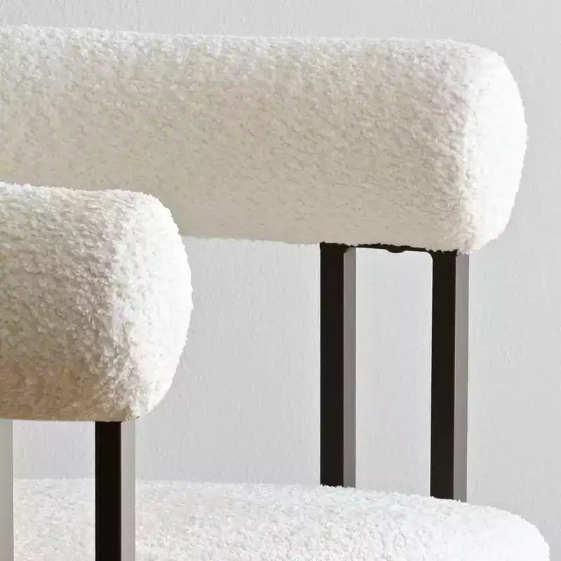 Modernes 5-teiliges rundes schwarzes Esstisch-Set, Säulentisch mit 4 Bouclé-gepolsterten Esszimmerstühlen für die Küche oder Wohnung - Panipeachy
