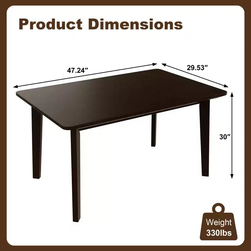 Set da pranzo in stile rustico GDFStudio Conner da 5 pezzi, composto da 1 tavolo in legno massello e 4 sedie imbottite