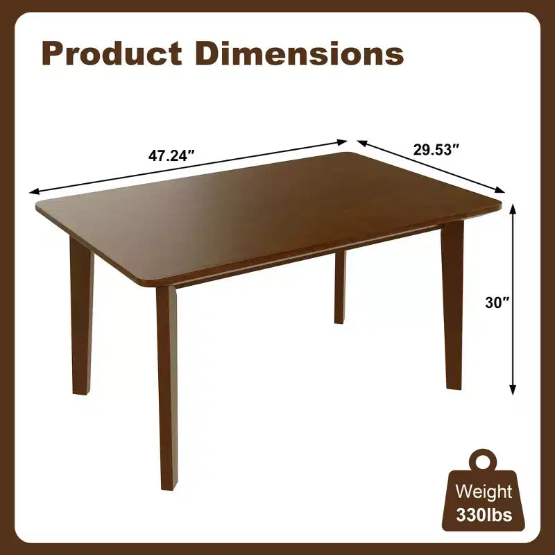 Set da pranzo in stile rustico GDFStudio Conner da 5 pezzi, composto da 1 tavolo in legno massello e 4 sedie imbottite