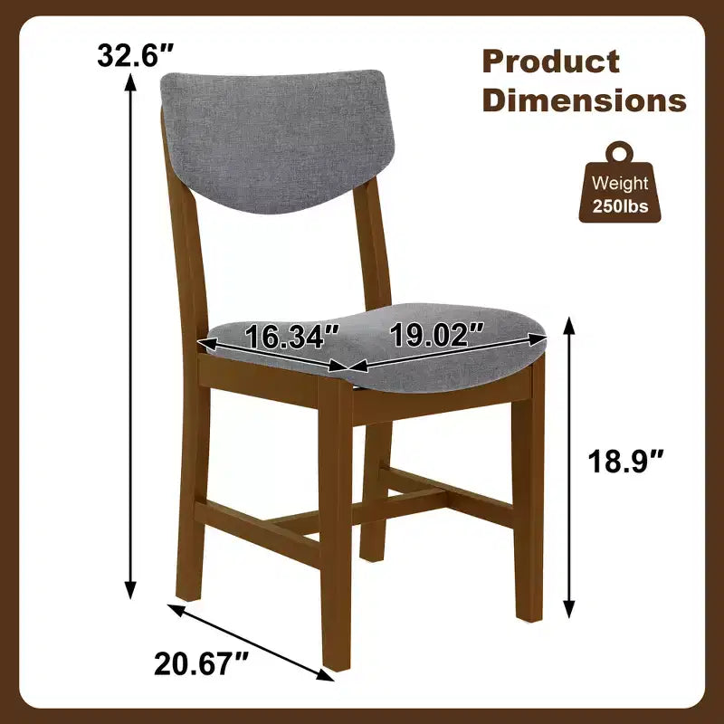 Set da pranzo in stile rustico GDFStudio Conner da 5 pezzi, composto da 1 tavolo in legno massello e 4 sedie imbottite