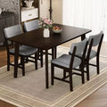 Set da pranzo in stile rustico GDFStudio Conner da 5 pezzi, composto da 1 tavolo in legno massello e 4 sedie imbottite