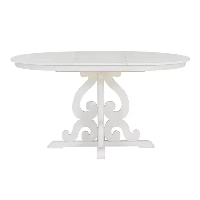 Set da cucina in stile rustico per 4 persone, set da pranzo rotondo in legno allungabile e 4 sedie imbottite, set da pranzo retrò per cucina