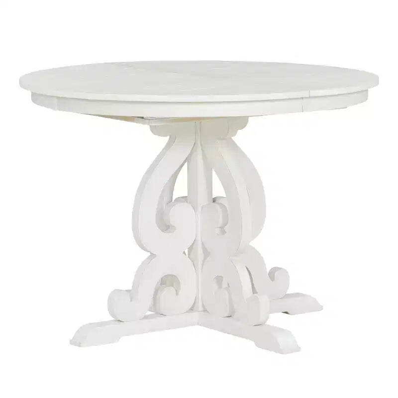 Set da cucina in stile rustico per 4 persone, set da pranzo rotondo in legno allungabile e 4 sedie imbottite, set da pranzo retrò per cucina