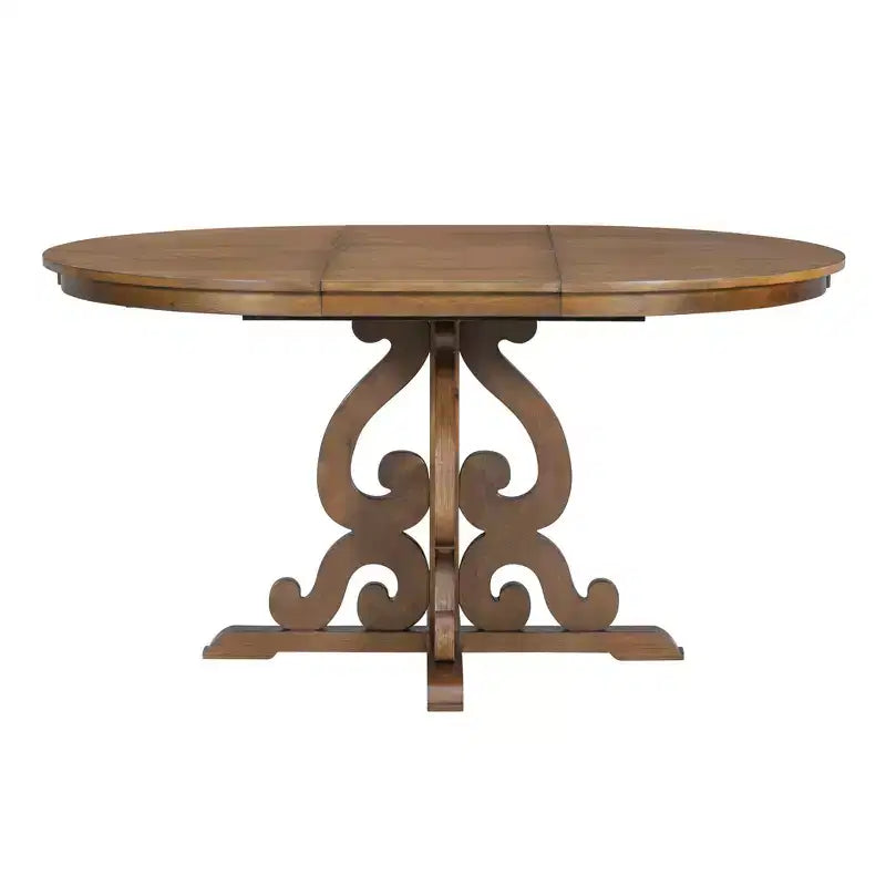 Set da cucina in stile rustico per 4 persone, set da pranzo rotondo in legno allungabile e 4 sedie imbottite, set da pranzo retrò per cucina