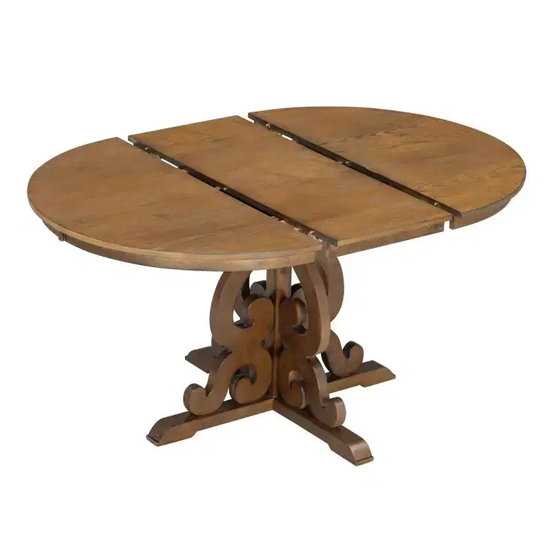 Set da cucina in stile rustico per 4 persone, set da pranzo rotondo in legno allungabile e 4 sedie imbottite, set da pranzo retrò per cucina
