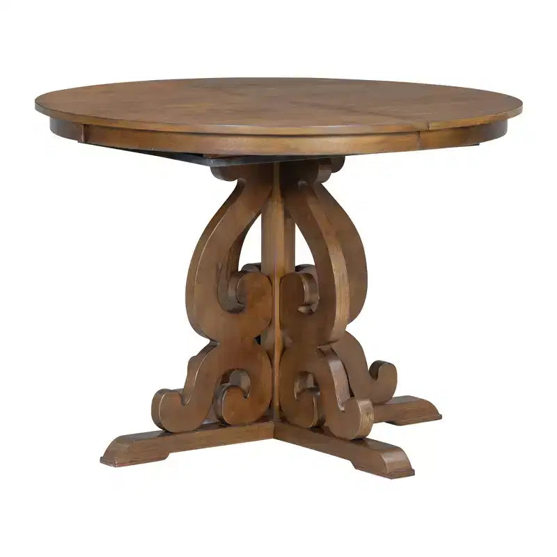 Set da cucina in stile rustico per 4 persone, set da pranzo rotondo in legno allungabile e 4 sedie imbottite, set da pranzo retrò per cucina