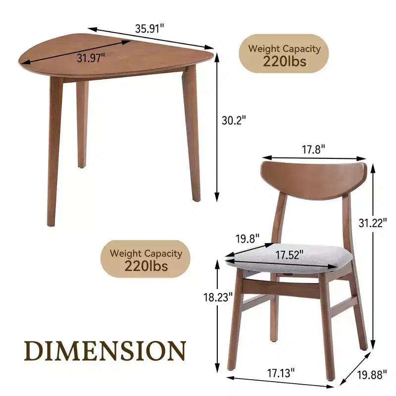 GDFStudio Delgado moderne tafelset met 3 onderdelen en 2 gebogen houten stoelen