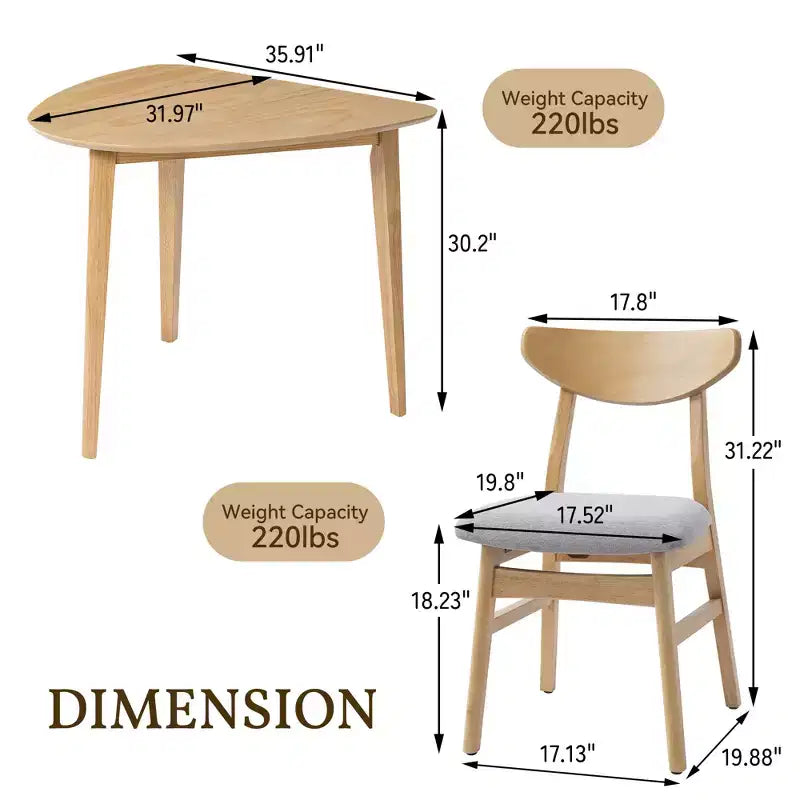 GDFStudio Delgado moderne tafelset met 3 onderdelen en 2 gebogen houten stoelen